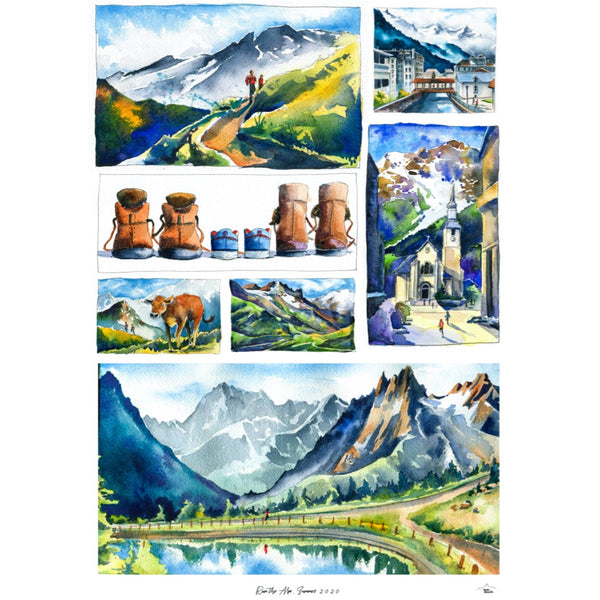 Limited Edition Max Romey Alps Collage Print